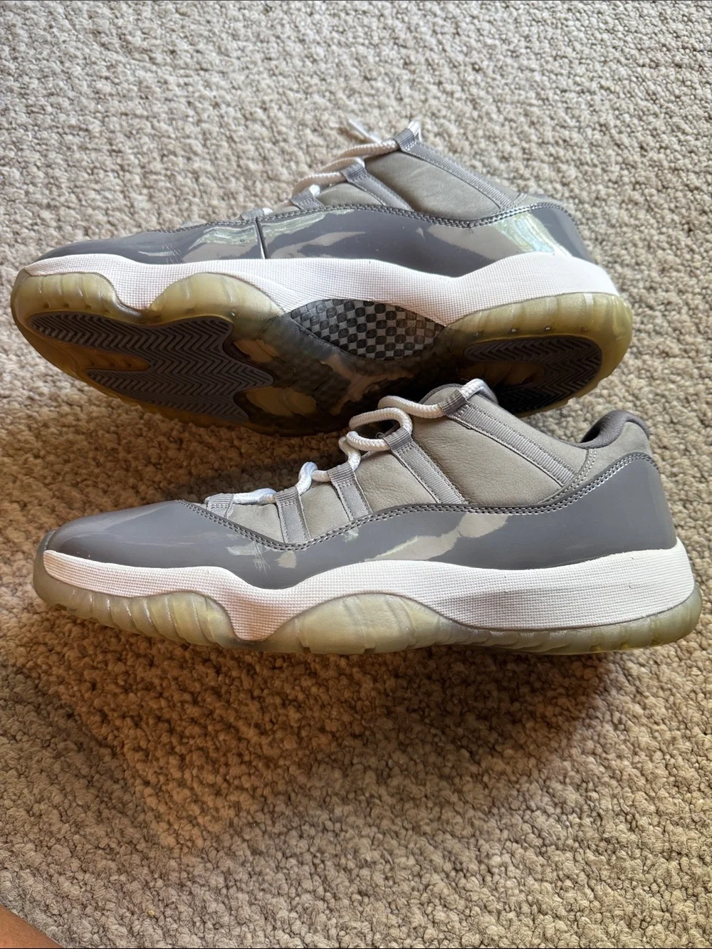 Jordan Men's Retro 11 Low-Top Sneakers in Gray and White size 13
